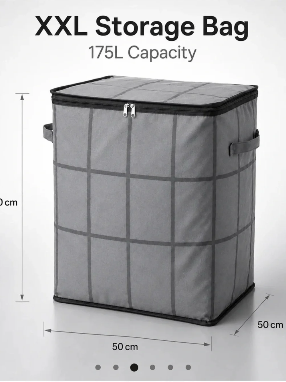 Gray Foldable Fabric Storage Bin with Zippered Lid - Home Storage & Organization
